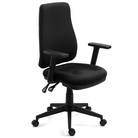 Ergonomisk Kontorstol FOCUS, Stof med Justerbart Ryglæn og 3D-justerbare Armlæn, Sort