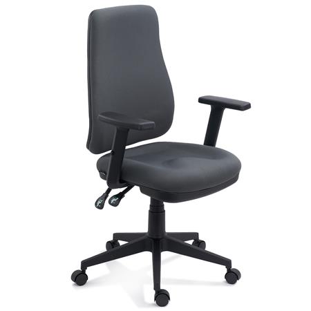 Ergonomisk Kontorstol FOCUS, Stof med Justerbart Ryglæn og 3D-justerbare Armlæn, Grå