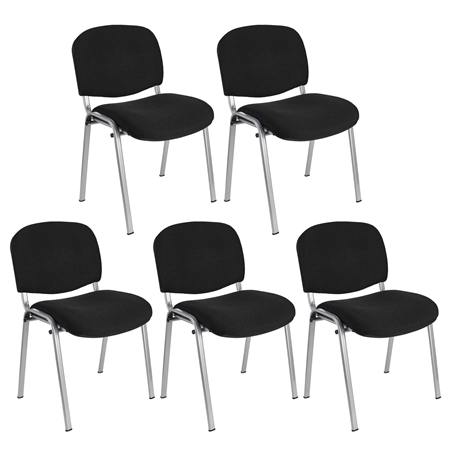 Sæt Med 5 Konferencestole MOBY BASE, Meget Praktiske, Fantastisk Pris, Sort Farve Og Grå Ben