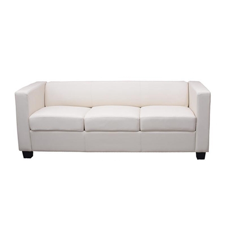 3-personers Lænestol BASILIO, Elegant Design, Høj Komfort, I Læder, Cremefarvet