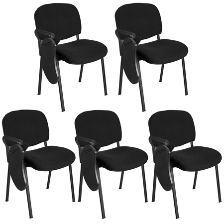Sæt Med 5 Konferencestole MOBY Med BORD Justerbar Skriveplade, Sort Farve Og Sorte Ben