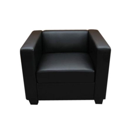 1-personers Lænestol BASILIO, Elegant Design, Høj Komfort, I Læder, Sort Farve