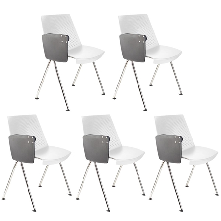 Sæt med 5 Konferencestole ENZO MED BORD, Komfortable og Praktiske, Hvid Farve