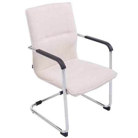 Konferencestol GOLIAT STOF, Metalstruktur, Bred Polstring og Elegant Cremefarvet Design