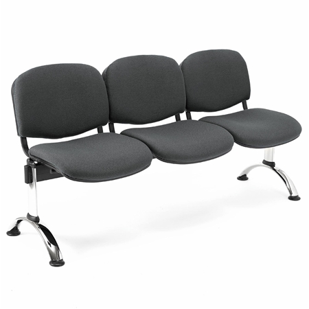 3-Personers Skammel MOBY BASE, Metalstruktur, Tykt Polstret, Grå Stof