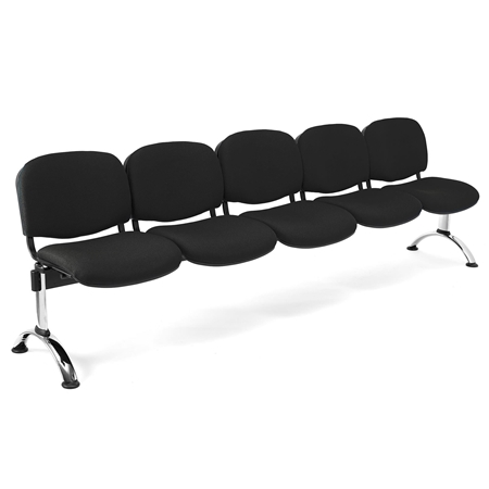 5-Personers Skammel MOBY BASE, Metalstruktur, Tykt Polstret, Sort Stof
