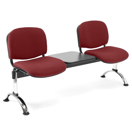 2-Personers Skammel og Bord MOBY BASE, Metalstruktur, Tykt Polstret, Bordeaux Stof