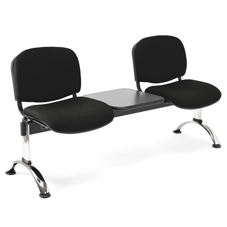 2-Personers Skammel og Bord MOBY BASE, Metalstruktur, Tykt Polstret, Sort Stof