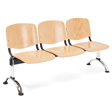 3-Personers Skammel MOBY BASE, Metalstruktur, Bøgfarvet Træ