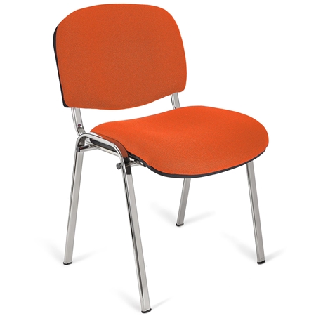 Konferencestol MOBY BASE, Komfortabel og Praktisk, Utrolig Pris, Orange Farve og Krombelagt Fod