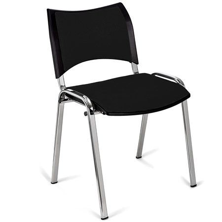 Konferencestol ROMEL, Behagelig Polstring, Stabelbar, Krombelagte Ben, I Sort Stof