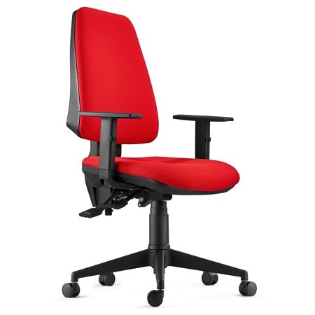 Ergonomisk stol INDIANA, I Rød Stof, Med Justerbare Armlæn