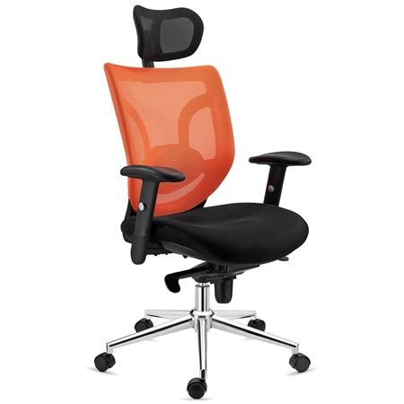 Ergonomisk stol LAMBO, 8 timers brug, Nakkestøtte, Utrolig Lændestøtte, I Orange