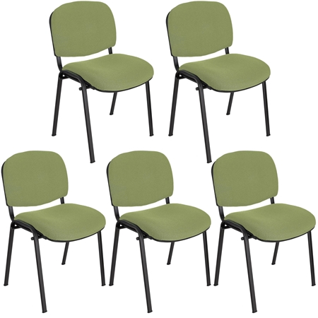 Sæt Med 5 Konferencestole MOBY BASE, Meget Praktiske, Fantastisk Pris, Grøn Farve Og Sorte Ben