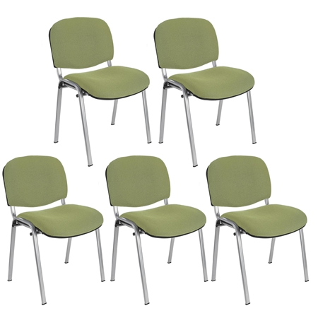 Sæt Med 5 Konferencestole MOBY BASE, Meget Praktiske, Fantastisk Pris, Grøn Farve Og Grå Ben