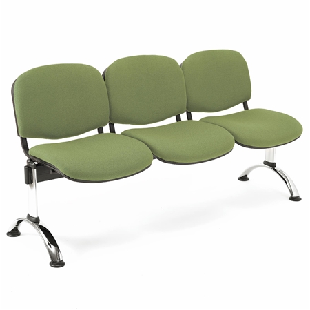 3-Personers Skammel MOBY BASE, Metalstruktur, Tykt Polstret, Grøn Stof
