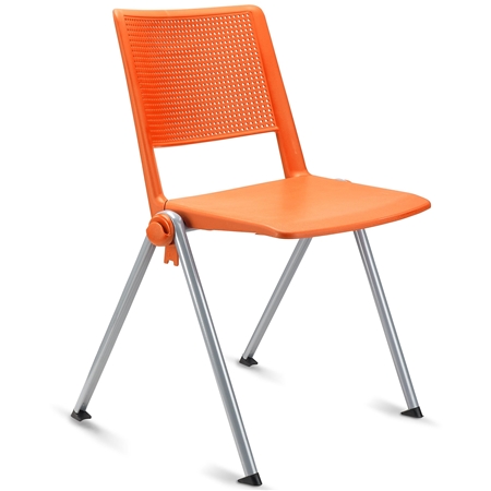 Konferencestol CARINA, Stabelbar, Tilslutningskroge, Grå Ben og Orange Farve